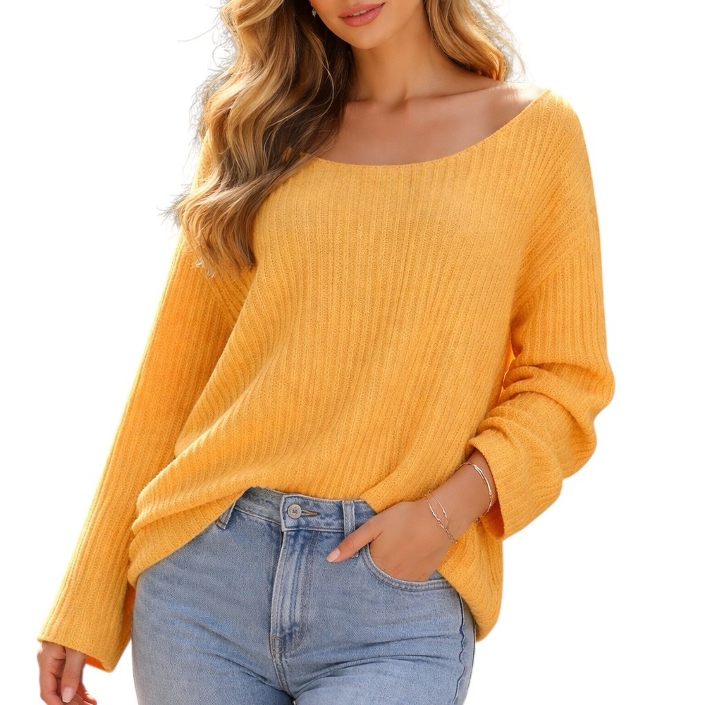 Eileen Fisher Lightweight Organic Linen Sweater Size XL Light Orange Long Sleeve
